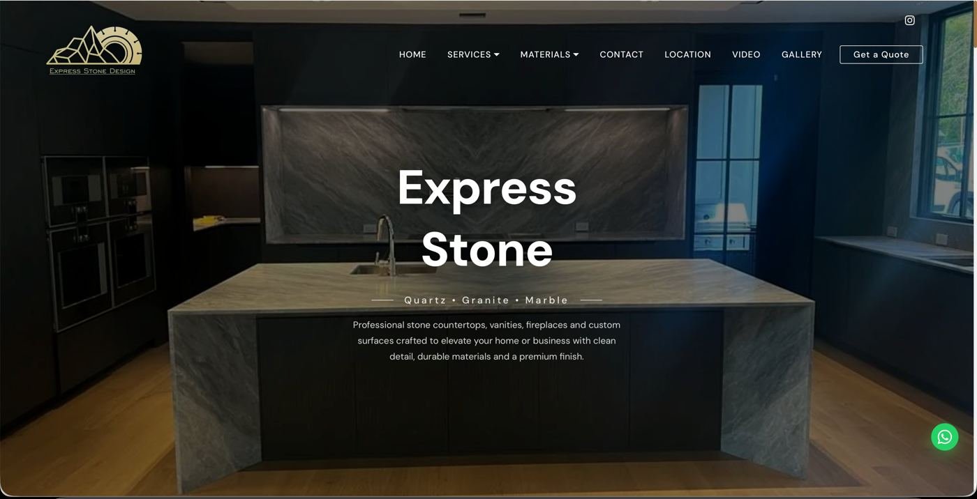 Express Stone Design website — homepage hero