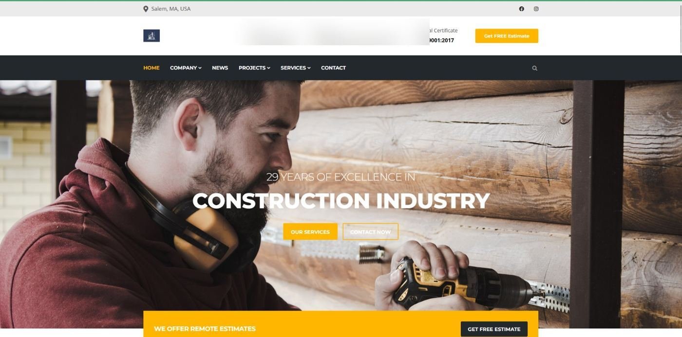 Kyhur Construction website — 29 Years of Excellence homepage