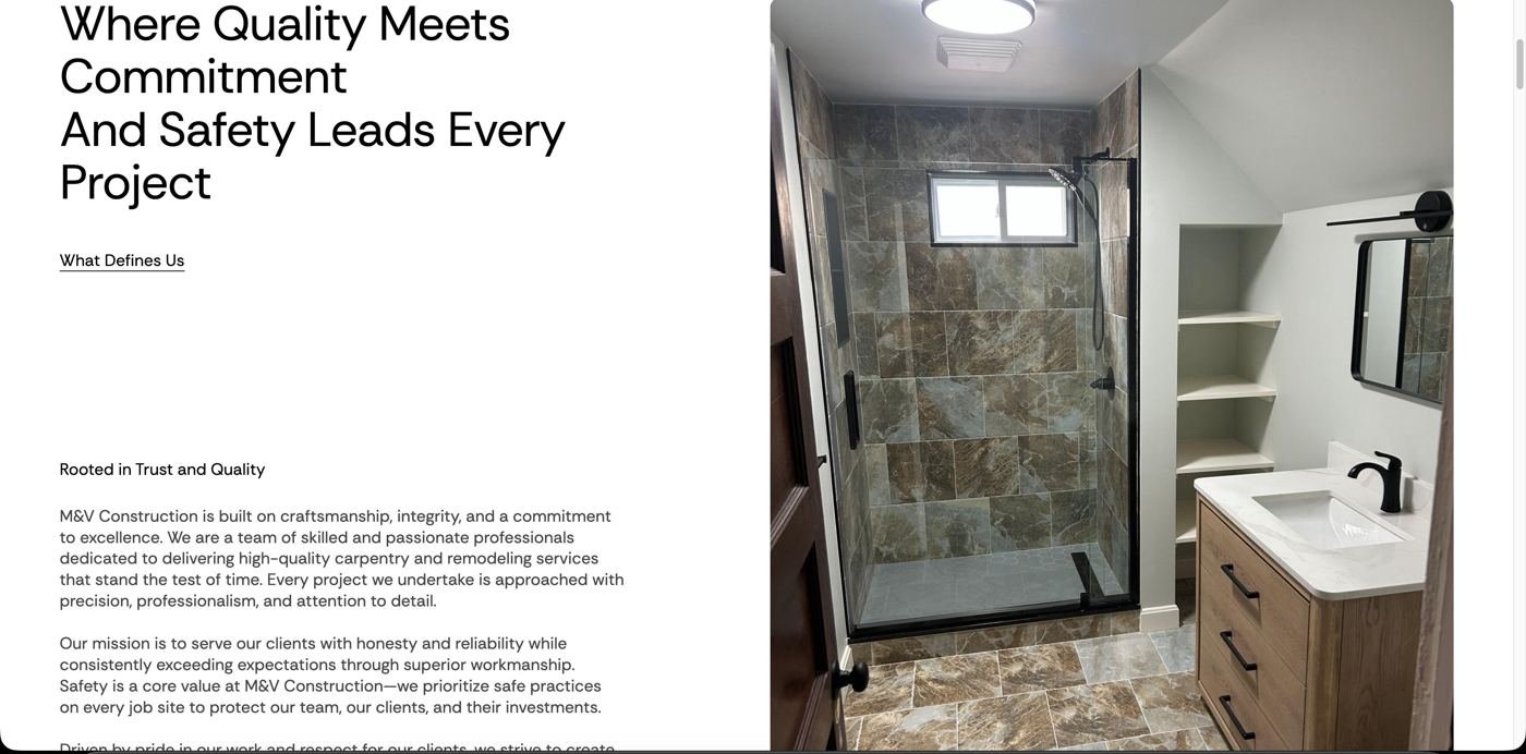M&V Construction — additional page